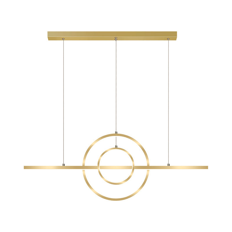 Modern Gold 2-Ring Led Island Pendant Lamp With Warm/White Light - Perfect For Dining Room