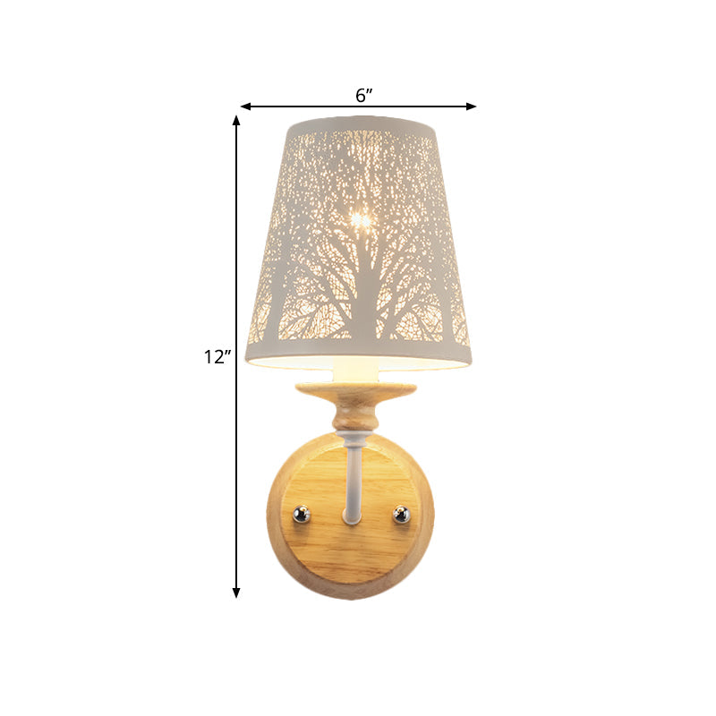 Metallic Bedroom Wall Lamp With Modern Tree Design In White