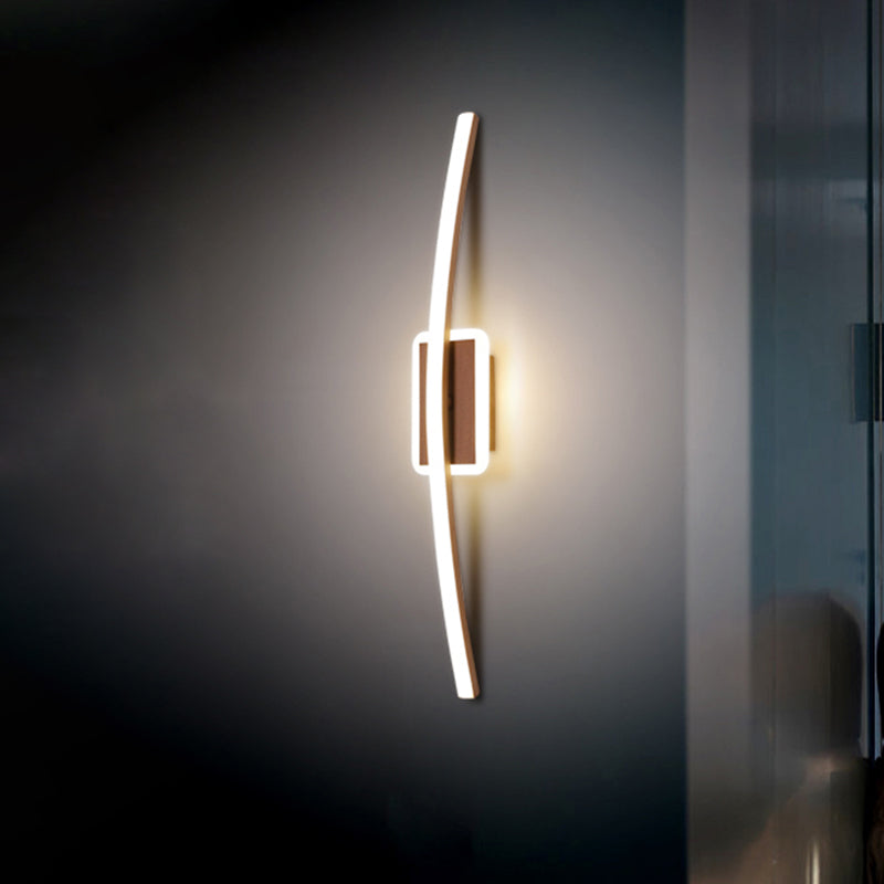 Curved Linear Aluminum Led Wall Sconce In Simplicity Gold/Coffee - Ideal Dining Room Lighting