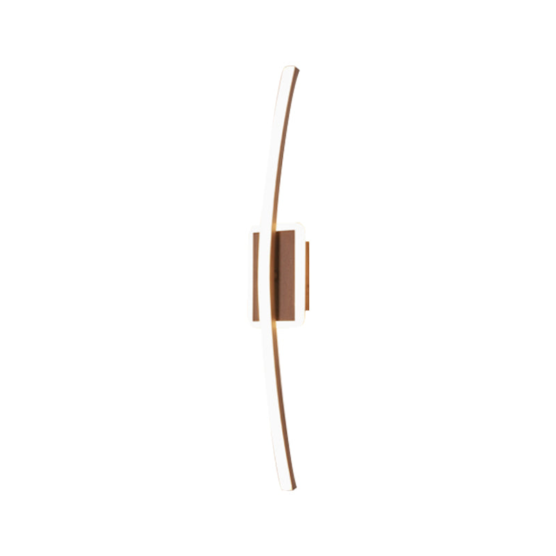 Curved Linear Aluminum Led Wall Sconce In Simplicity Gold/Coffee - Ideal Dining Room Lighting