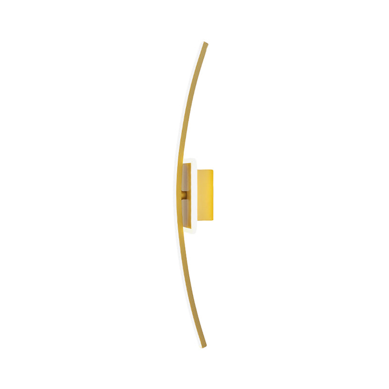 Curved Linear Aluminum Led Wall Sconce In Simplicity Gold/Coffee - Ideal Dining Room Lighting