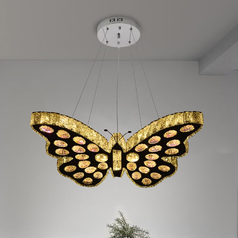 Modern LED Clear Crystal Butterfly Suspension Chandelier in Warm/White Light