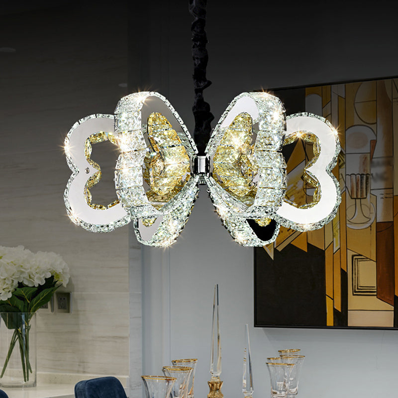 Modern Crystal Dining Room Chandelier Lamp - Stainless-Steel Led Down Lighting Warm/White Light