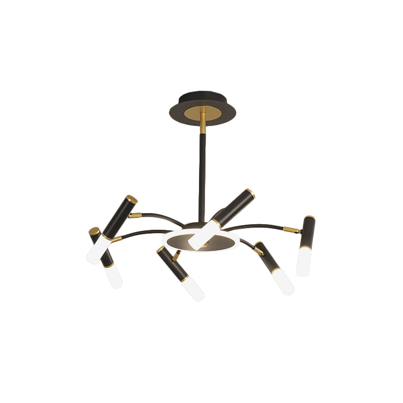 Retro Tube Metallic Chandelier - Black-Gold Suspension Lighting Warm/White Light (6/8/10 Heads)