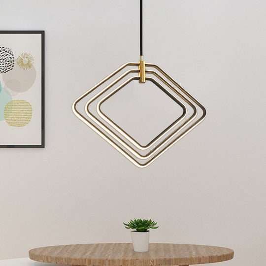 Modern Rhombus Chandelier Led Pendant Light For Dining Room - 13/16 Width Metal Black/White Black /