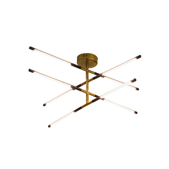 Modern Metal Linear Chandelier - Black & Gold Pendant With 8 Heads