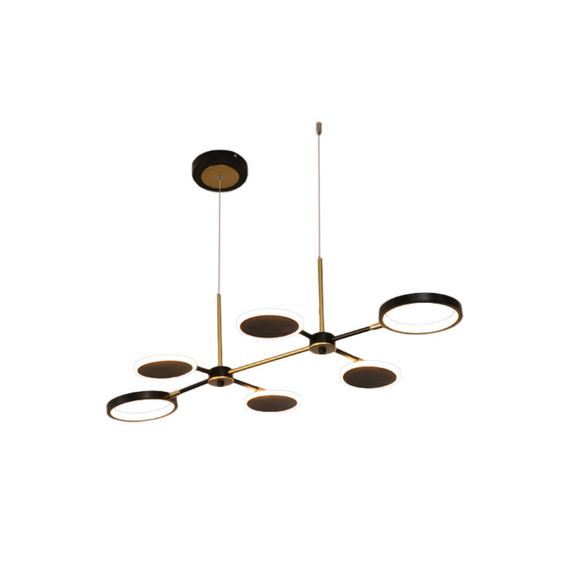 Retro Island Ceiling Lamp: 6 Bulbs, Black/Gold Metallic Shade, Warm/White Light