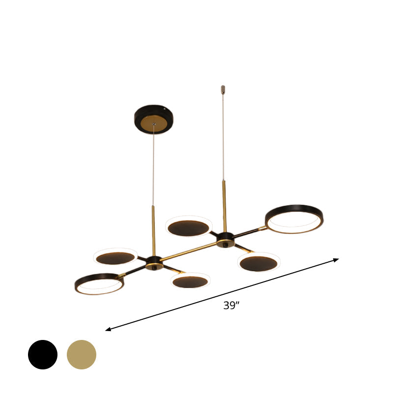 Retro Island Ceiling Lamp: 6 Bulbs, Black/Gold Metallic Shade, Warm/White Light