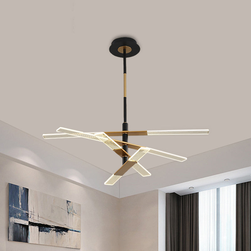 Modern LED Pendant Chandelier in Black-Gold, Warm/White Light - 31.5"/35.5" Wide