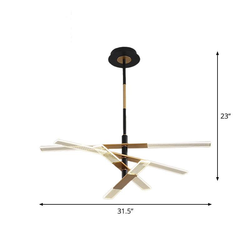 Modern LED Pendant Chandelier in Black-Gold, Warm/White Light - 31.5"/35.5" Wide