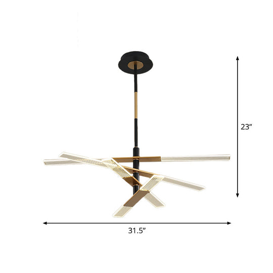 Modern LED Pendant Chandelier in Black-Gold, Warm/White Light - 31.5"/35.5" Wide