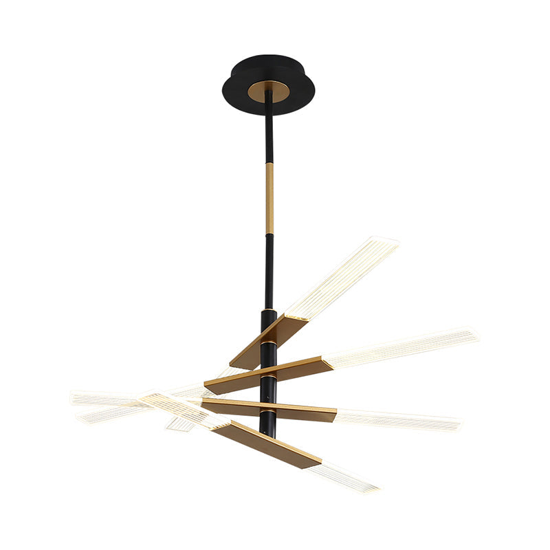 Modern LED Pendant Chandelier in Black-Gold, Warm/White Light - 31.5"/35.5" Wide