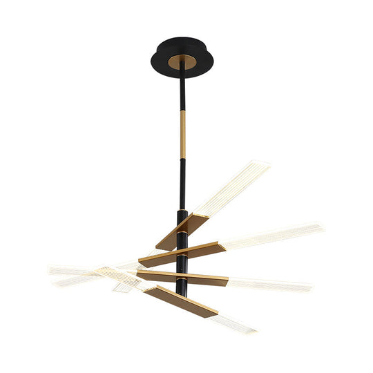 Modern LED Pendant Chandelier in Black-Gold, Warm/White Light - 31.5"/35.5" Wide