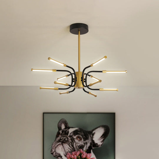 Black-Gold U-Shape Chandelier: Minimalist 12-Head Metallic Ceiling Lamp In Warm/White Light / Warm