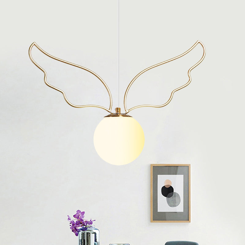 Modern Frosted Glass Ball Pendulum Light: 1-Head Gold Hanging Lamp Kit With Unique Design: