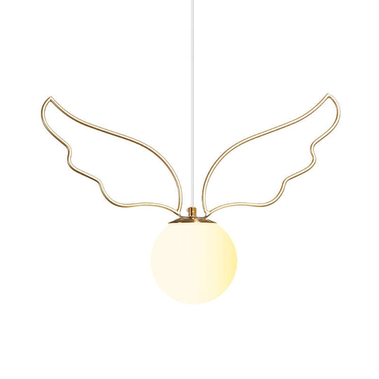 Modern Frosted Glass Ball Pendulum Light: 1-Head Gold Hanging Lamp Kit With Unique Design: