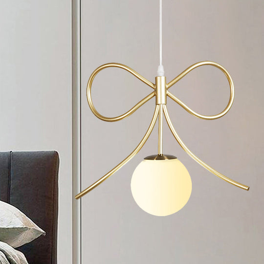 Modern Frosted Glass Ball Pendulum Light: 1-Head Gold Hanging Lamp Kit With Unique Design: