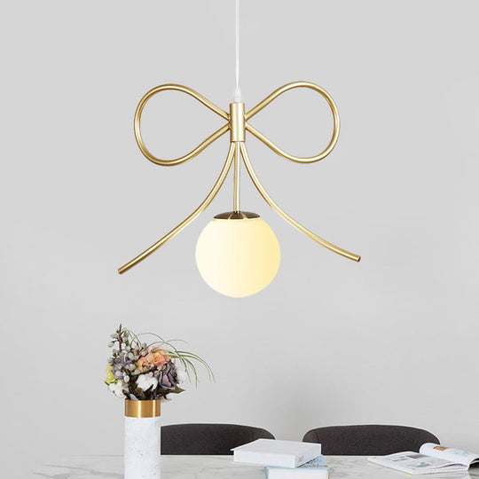 Modern Frosted Glass Ball Pendulum Light: 1-Head Gold Hanging Lamp Kit With Unique Design: