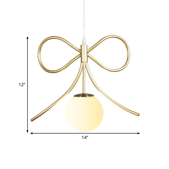 Modern Frosted Glass Ball Pendulum Light: 1-Head Gold Hanging Lamp Kit With Unique Design: