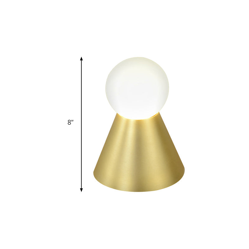 Metal Conical Sconce Wall Light - Modern Golden Lamp With Frosted Glass Shade