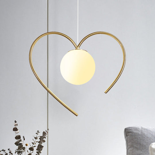 Modern Frosted Glass Ball Pendulum Light: 1-Head Gold Hanging Lamp Kit With Unique Design: