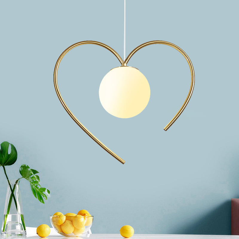 Modern Frosted Glass Ball Pendulum Light: 1-Head Gold Hanging Lamp Kit With Unique Design: