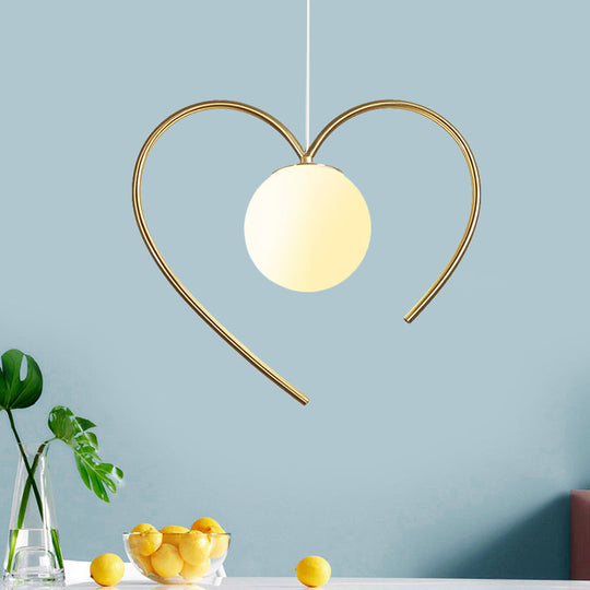 Modern Frosted Glass Ball Pendulum Light: 1-Head Gold Hanging Lamp Kit With Unique Design: