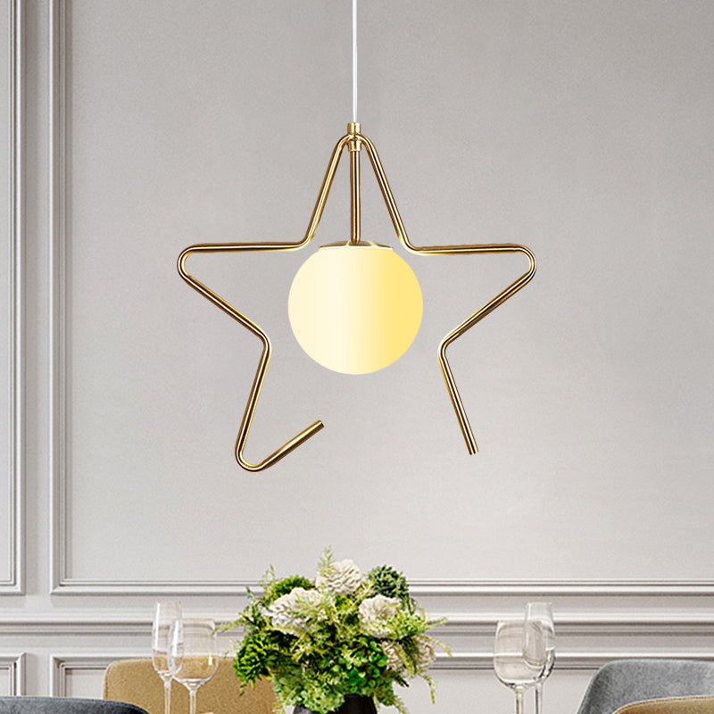 Modern Frosted Glass Ball Pendulum Light: 1-Head Gold Hanging Lamp Kit With Unique Design: