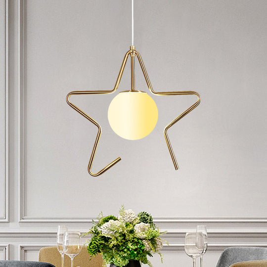 Modern Frosted Glass Ball Pendulum Light: 1-Head Gold Hanging Lamp Kit With Unique Design: