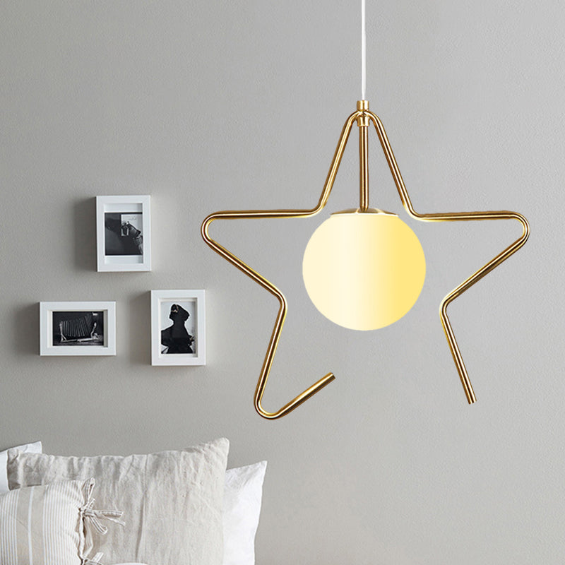 Modern Frosted Glass Ball Pendulum Light: 1-Head Gold Hanging Lamp Kit With Unique Design: