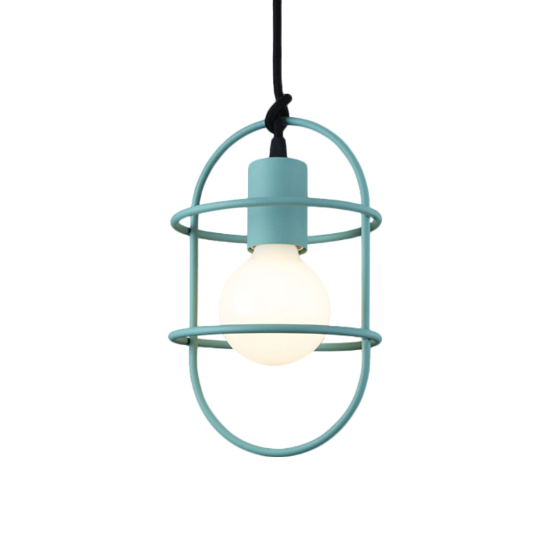 Minimalist Ceiling Pendant Light With Metal Capsule Frame Shade - White/Pink/Yellow