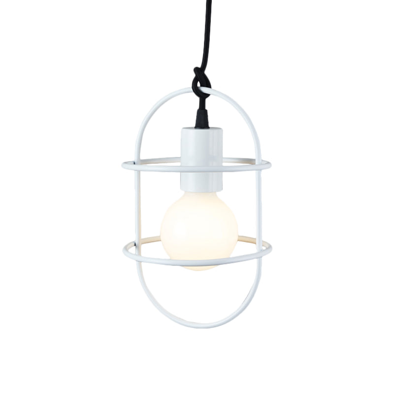 Minimalist Ceiling Pendant Light With Metal Capsule Frame Shade - White/Pink/Yellow