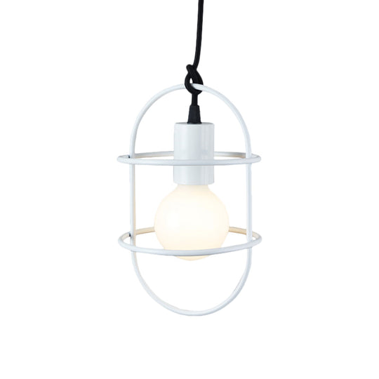 Minimalist Ceiling Pendant Light With Metal Capsule Frame Shade - White/Pink/Yellow