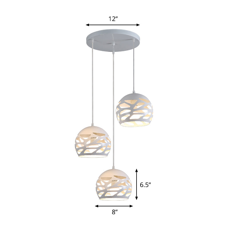 White Multi-Pendant Ceiling Lamp with Metallic Shades