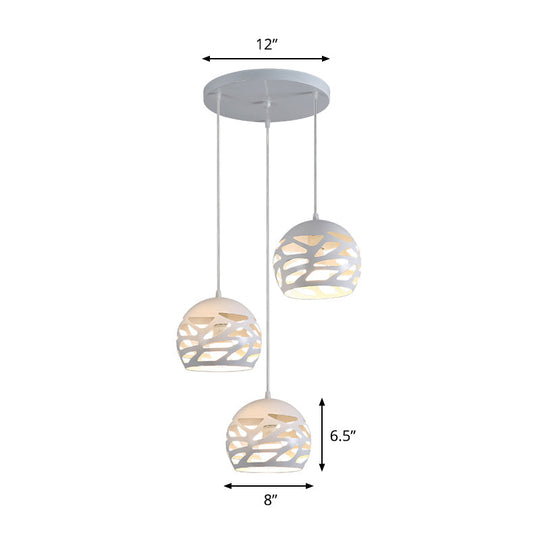 White Multi-Pendant Ceiling Lamp with Metallic Shades