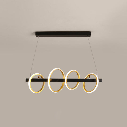 Gold Metal Ceiling Pendant With Simple Circles Design - 4/5 Heads Warm/White Light For Dining Room