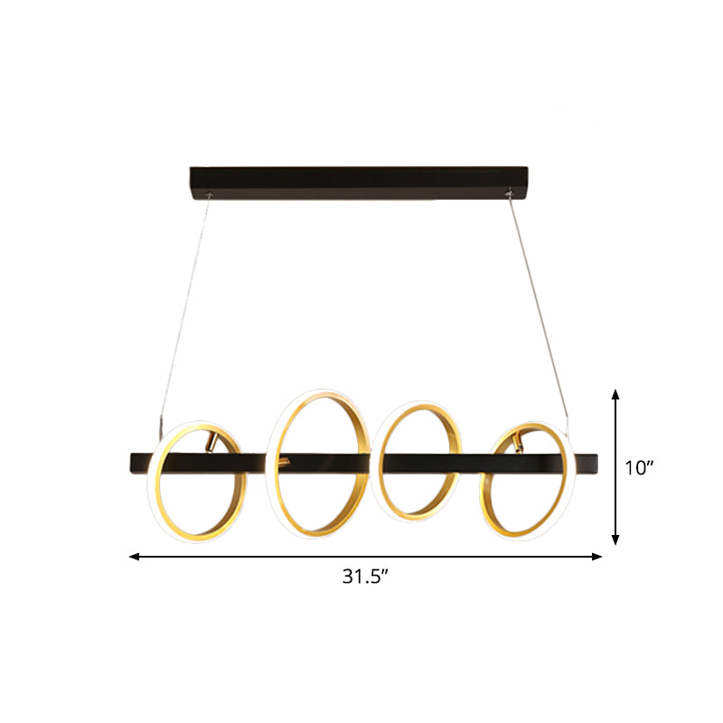 Gold Metal Ceiling Pendant With Simple Circles Design - 4/5 Heads Warm/White Light For Dining Room