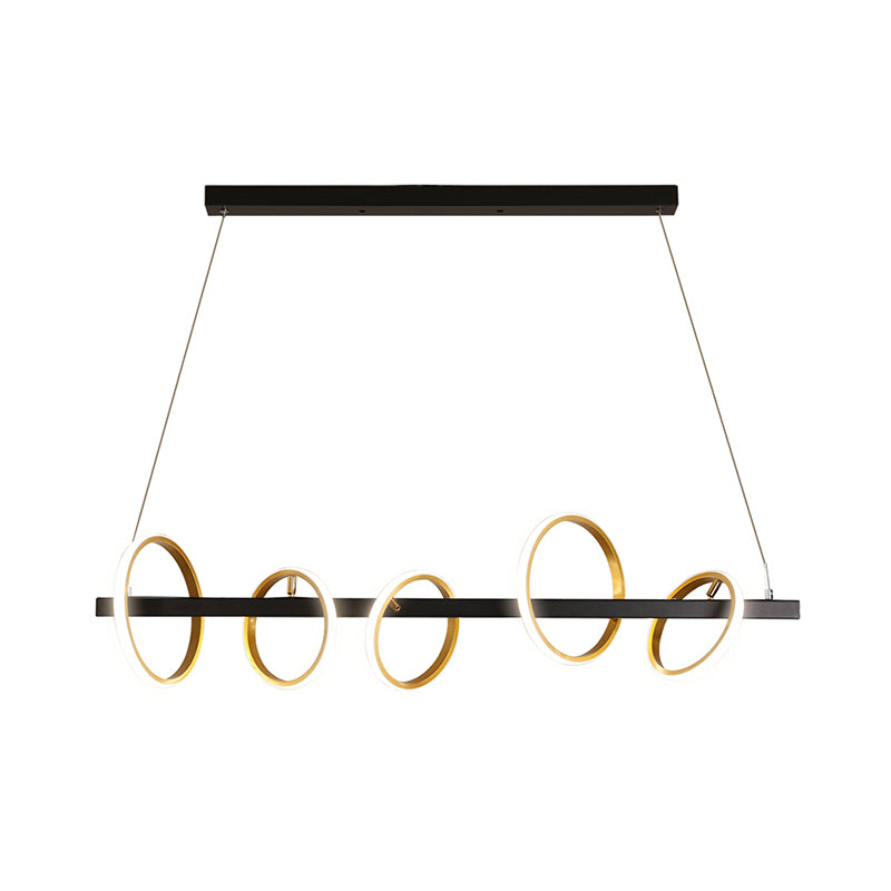 Gold Metal Ceiling Pendant With Simple Circles Design - 4/5 Heads Warm/White Light For Dining Room