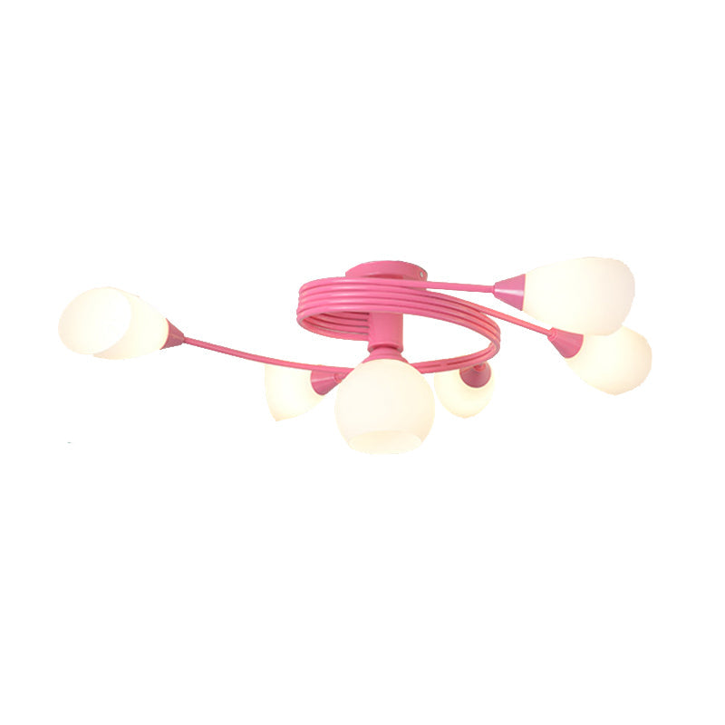 Twisted Arm Metallic Ceiling Lamp for Kids' Bedroom and Kindergarten - Modern Semi Flush Light