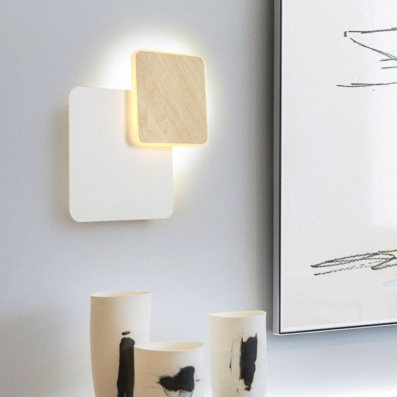 Sleek Slim Panel Wall Light - Stylish Wood Acrylic Sconce For Corridor & Kitchen / Square