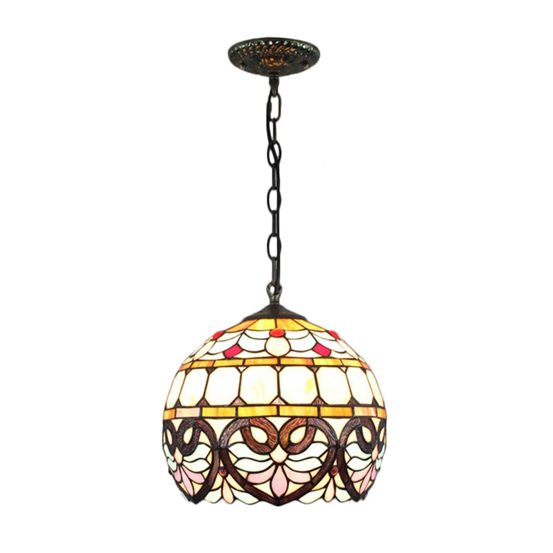 Tiffany Stained Glass Pendant Light with Adjustable Chain - Ceiling Hanging Lamp