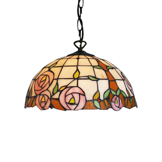 Bloom Tiffany Handcrafted Art Glass Pendant Light - 12"/16" Wide Pink Down Lighting Fixture