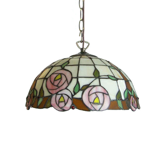 Bloom Tiffany Handcrafted Art Glass Pendant Light - 12"/16" Wide Pink Down Lighting Fixture