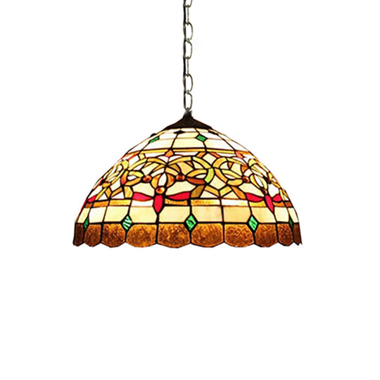 Antique Brass Baroque Style Glass Pendant Light with Hanging Chain Ceiling Fixture