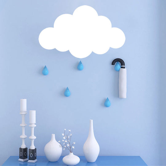 Cloud-Shaped Led Wall Lamp For Kindergarten With White Finish - Ideal Corridors