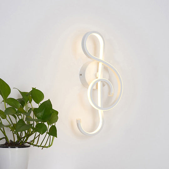 Modern Musical Note Sconce Wall Lamp For Adult Bedrooms - Creative Black/White Metal Design White /