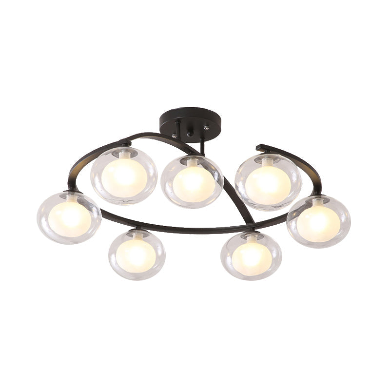 Semi-Ceiling Mount Twist Arm Light with Oval Shade - Contemporary Metal Lamp for Cafes