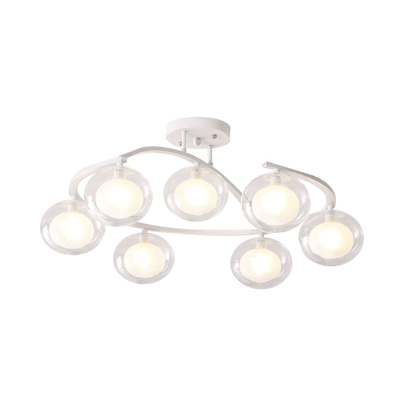 Semi-Ceiling Mount Twist Arm Light with Oval Shade - Contemporary Metal Lamp for Cafes