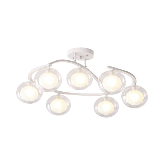 Semi-Ceiling Mount Twist Arm Light with Oval Shade - Contemporary Metal Lamp for Cafes