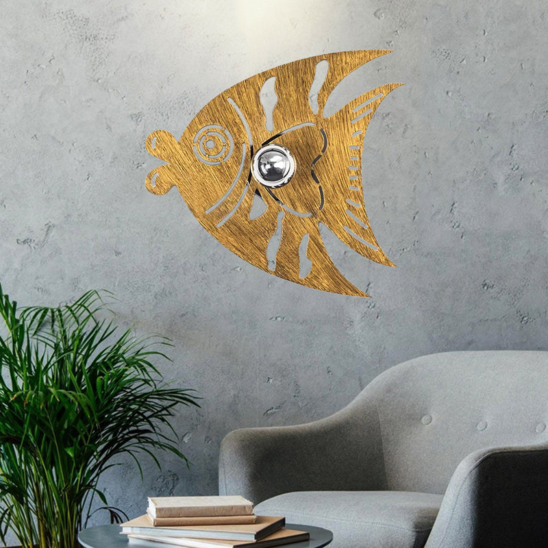 Sleek Wood Wall Sconce Light: Modern And Lovely Single Light For Corridor Nursing Room Brown / Fish